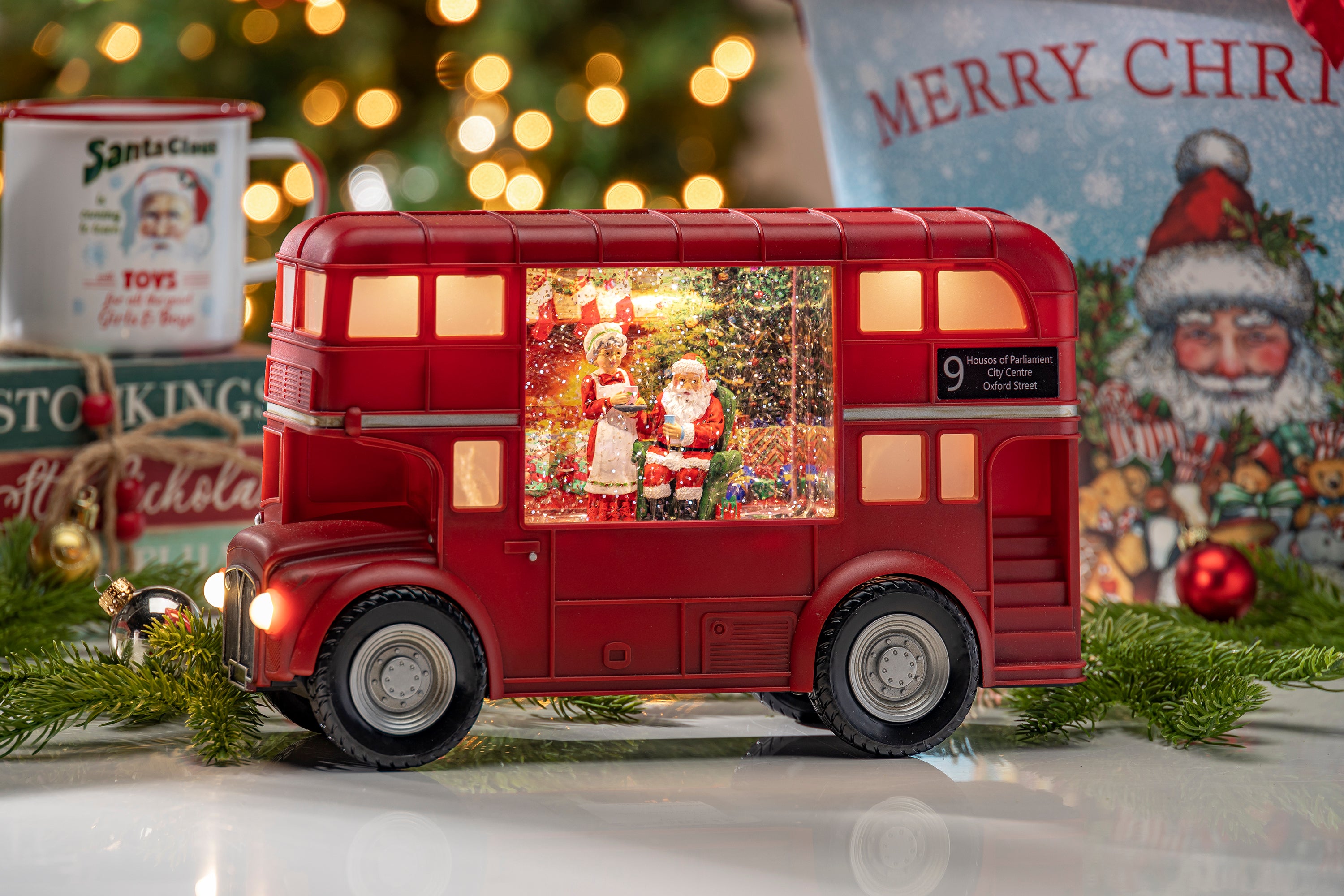 Merry 11.6 in L Battery Operated Lighted Holiday Scene Spinning Water Globe